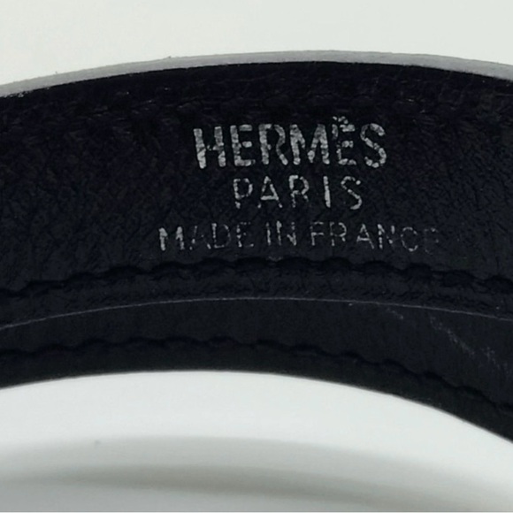 Hermes Double Tour Black Leather/ Silver Twist Lock Clasp Bracelet - Picture 4 of 5